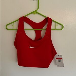 NWT Nike Red Medium Support Non Padded Swoosh 2.0 Sports Bra Size Large